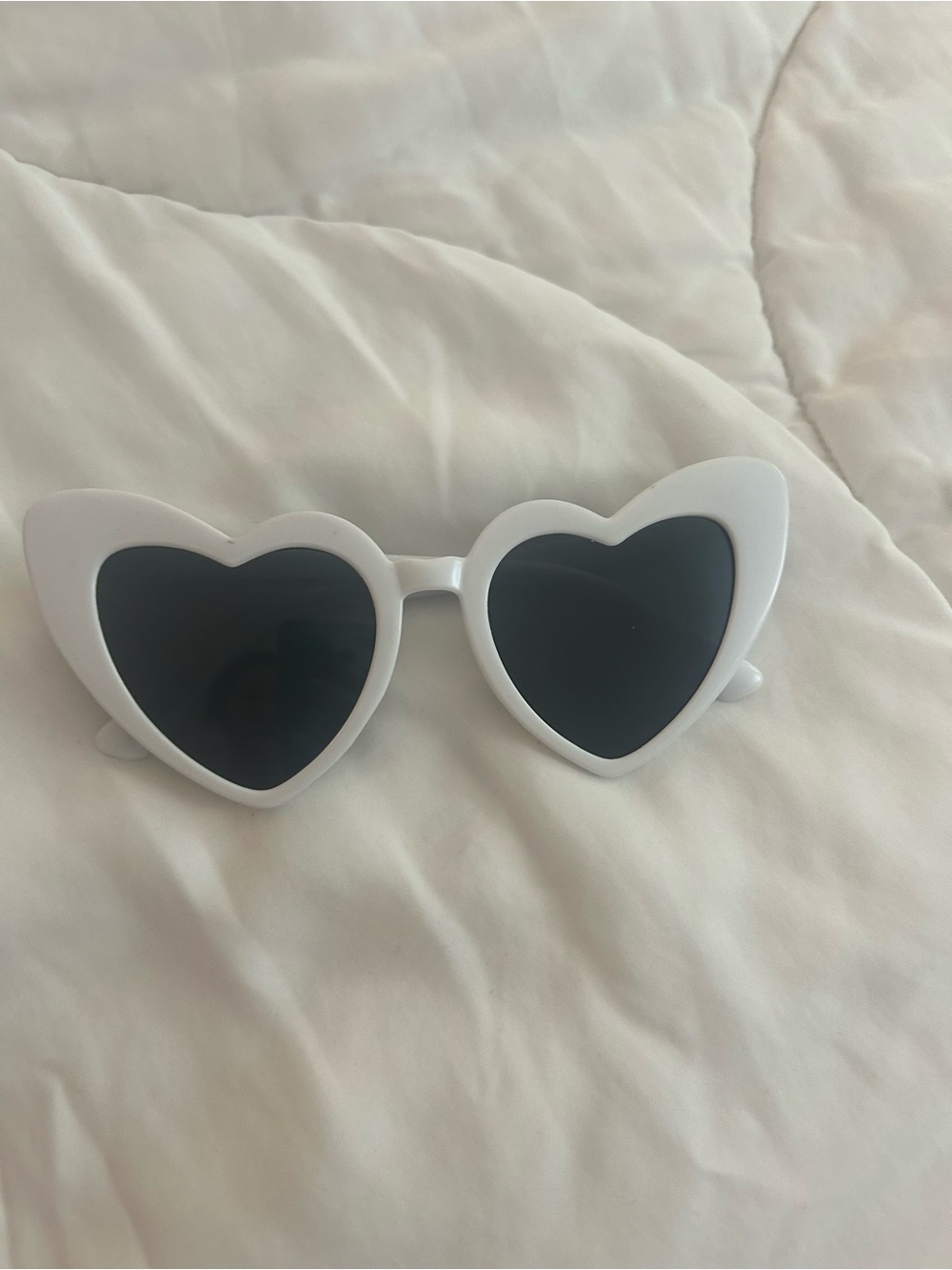White Heart Frame Sunglasses with Black Lenses